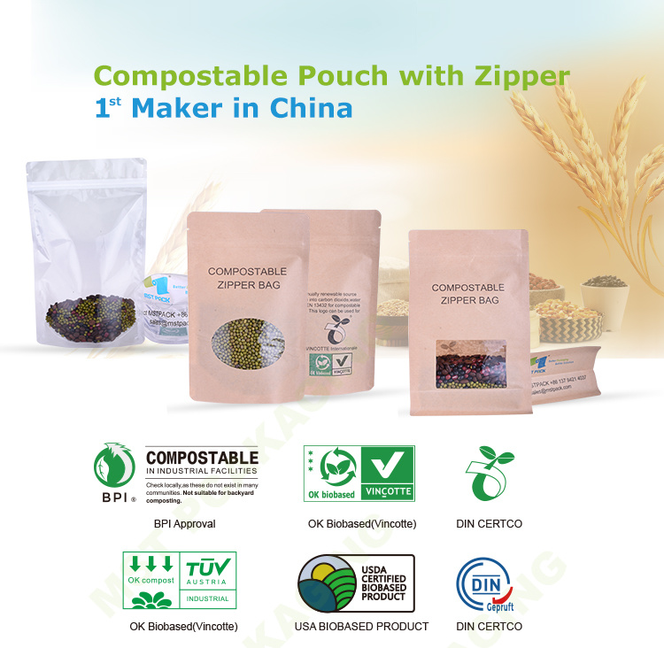 Bolsas de embalaje compostables ecológicas reciclan bolsa de café biodergradable