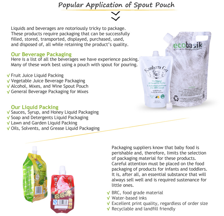 Фольга Stand Up Liquid Packaging Juice Jelly Spout Pouch Bag