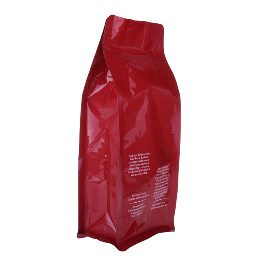 Plastic Food Grade Packaging Glossy Coffee Flat Bottom Pouch With Front Zipper Custom Printed Flexible Bag Supplier