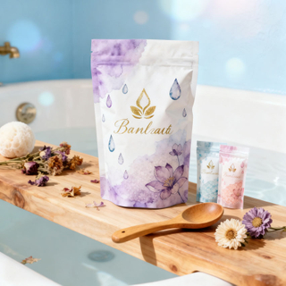 Resirkulerbare st&aring;ende poser for badesalt