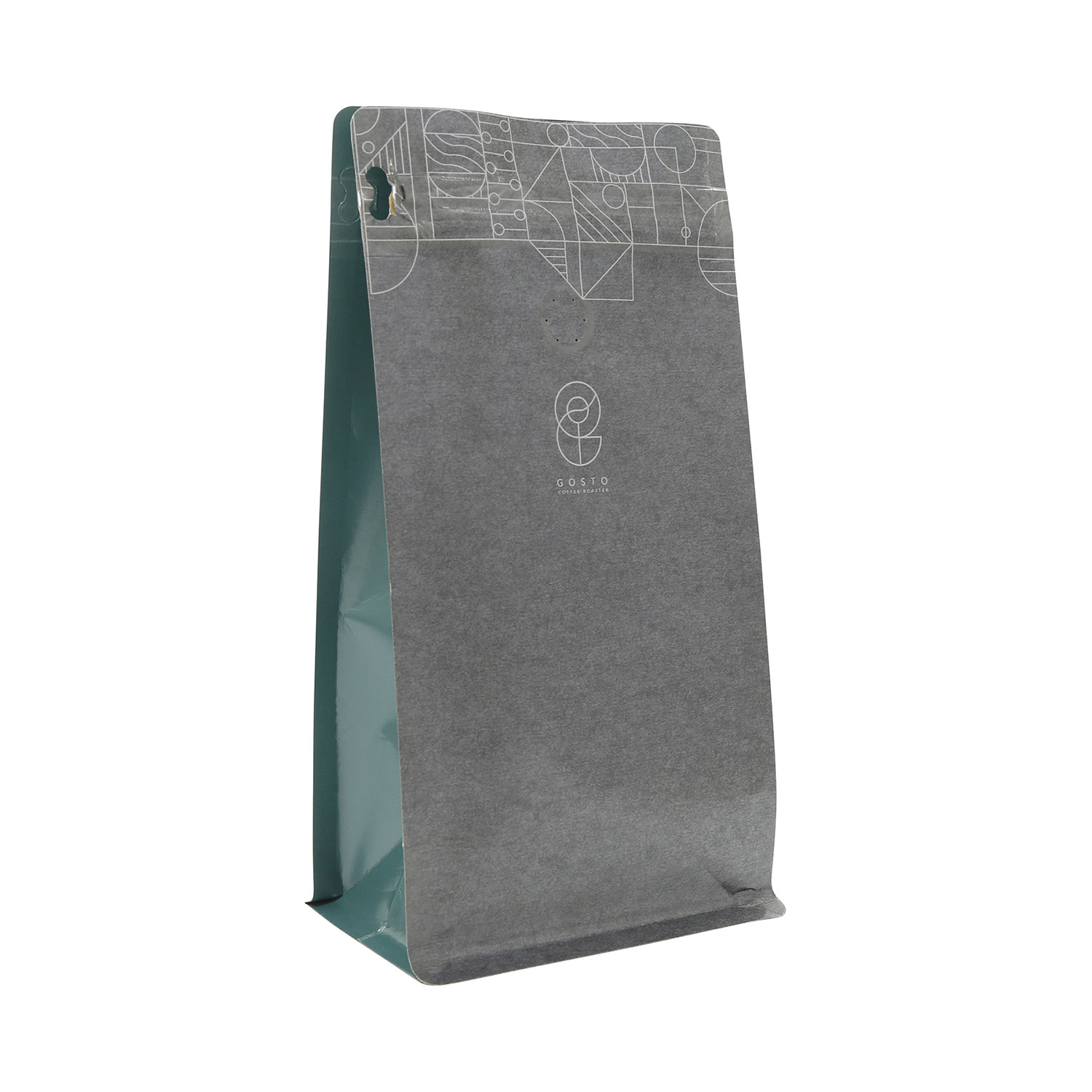 Food Grade Customized Printing Food Packaging Flat Bottom Green Side Kraft Paper Coffee Bag With Valve And Pocket Zipper