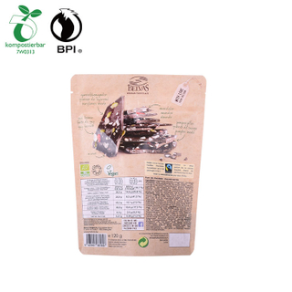 Tas Kemasan Kacang Kertas Kraft Food Grade Kantong Stand Up Biodegradable yang Dapat Didaur Ulang Dengan Logo