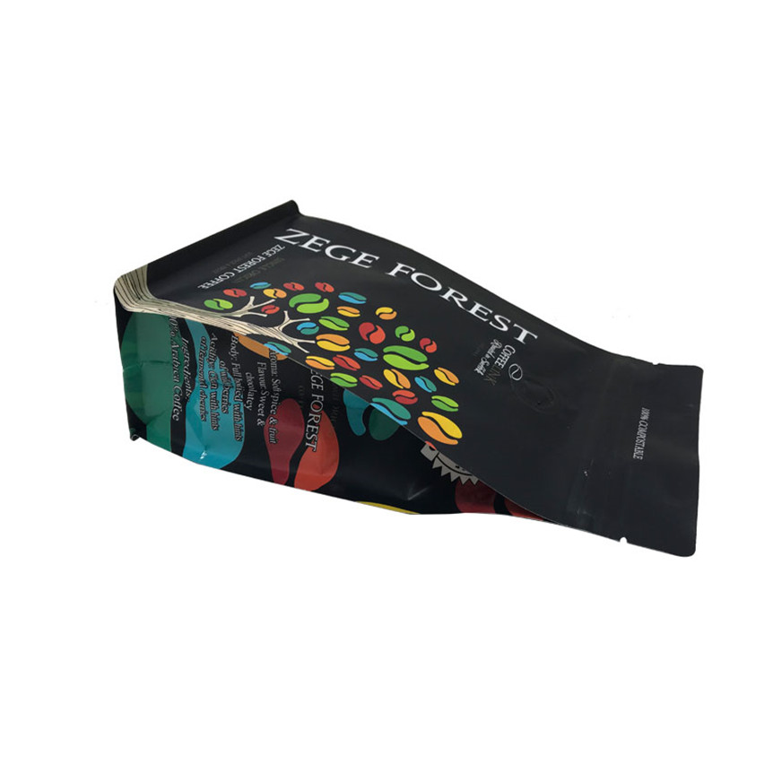 Customized PET / Foil / PE / PLA Aluminum Foil Valve Flat Bottom Coffee Bag