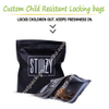 Matte Black Biodegradable Materials Stand Up Double Zipper Child Resistant Mylar Bag