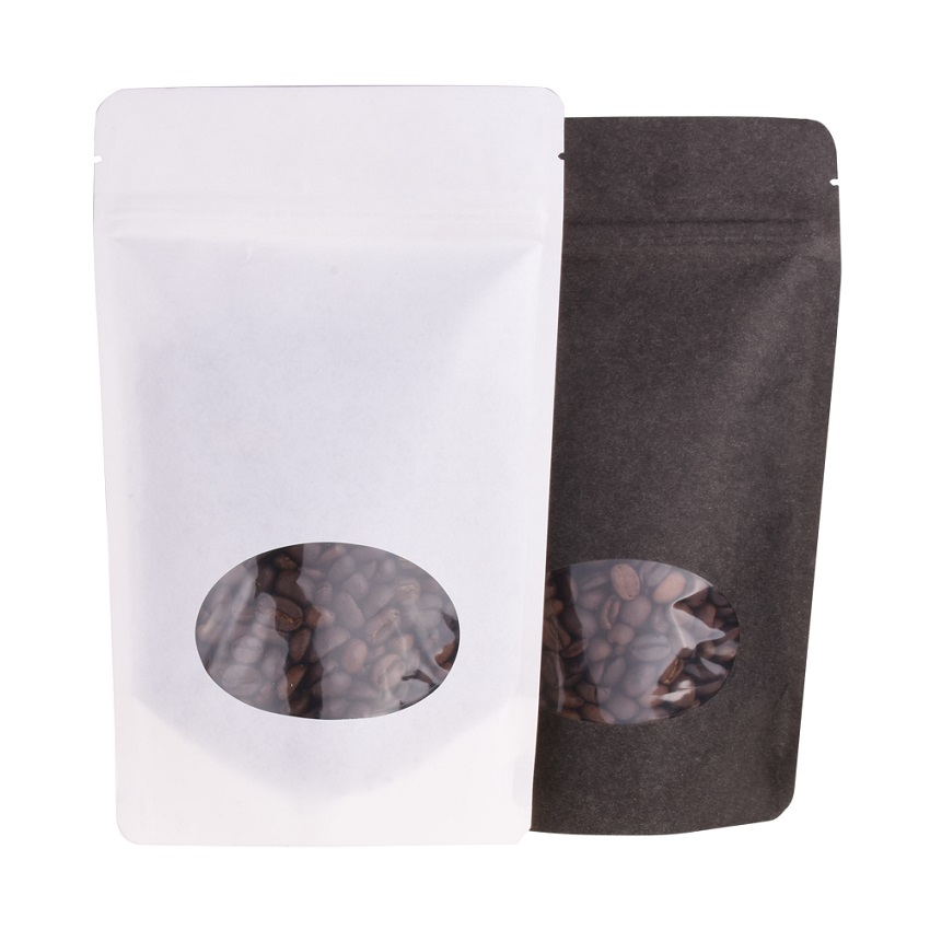 Private Label Paper Stand Up Pouch Reclosable Small Recycle Cereal Bags with Window