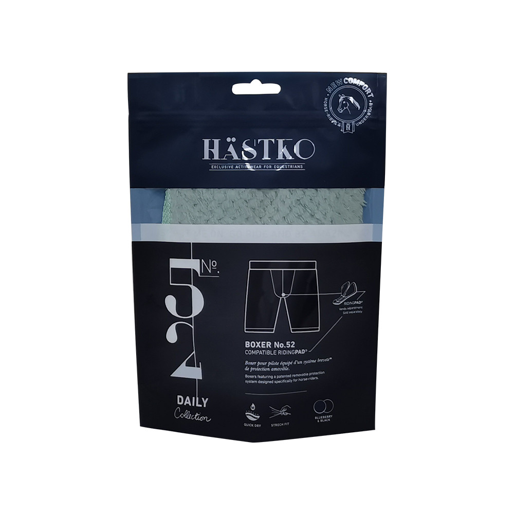 Design di imballaggi tessili per abiti in amido di mais certificato Finestra trasparente biodegradabile personalizzata con borsa per calzini Doypack con foro per appendere