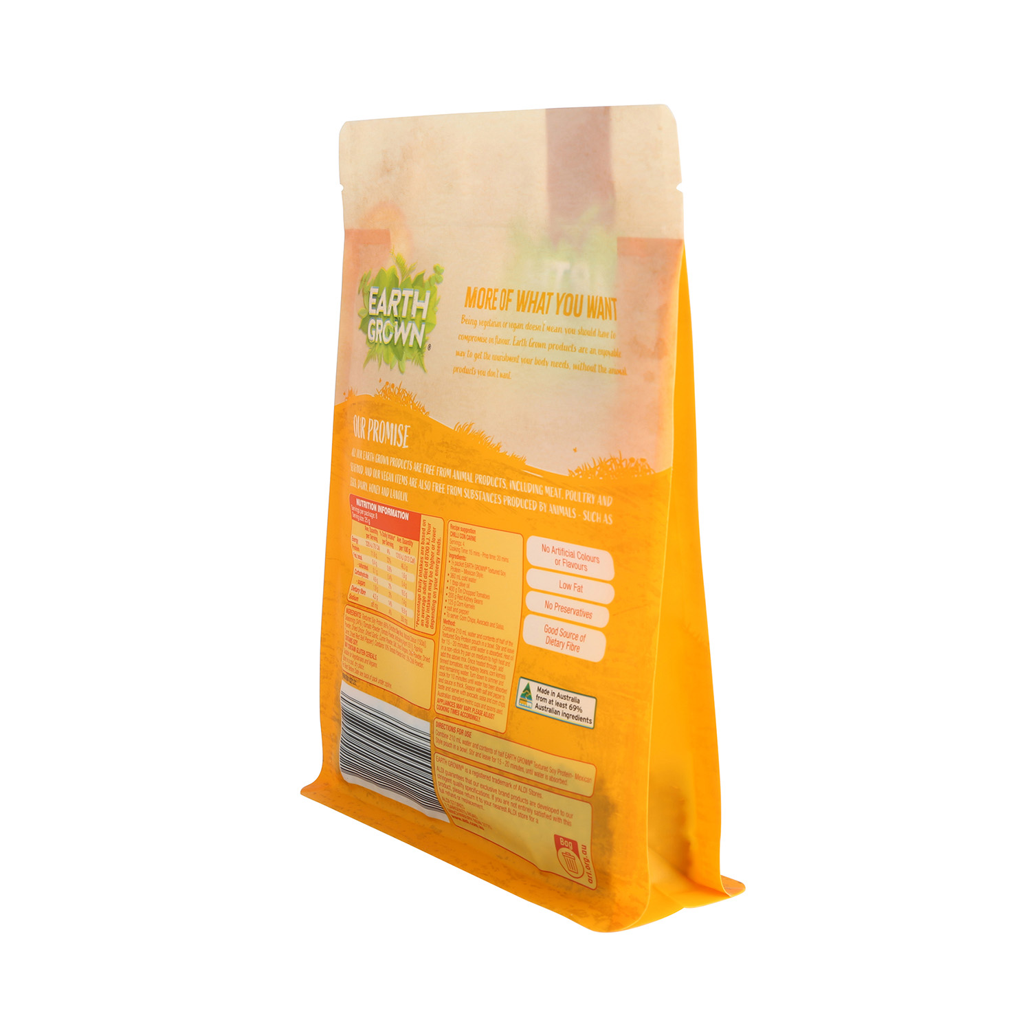 Good Quality Customized Printing Recyclable Flat Bottom Yellow Pouch for Food Packaging with Zipper & Window 