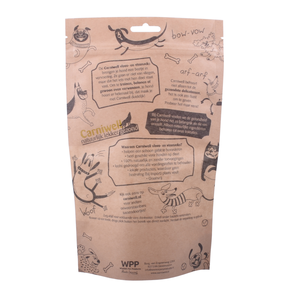 Natural Kraft Pet Food Window Doypack Compostable Zipper Custom Flexible Bag