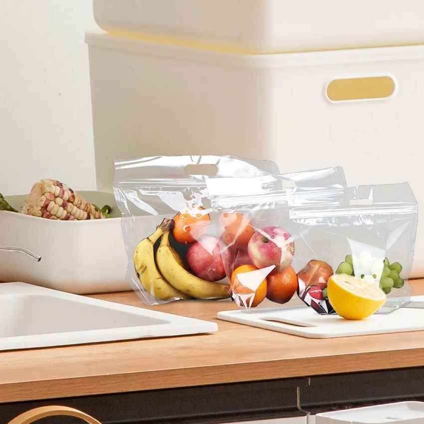 Laminowane, przezroczyste, plastikowe torby do recyklingu, mrożone, mieszane, przeznaczone do kontaktu z żywnością