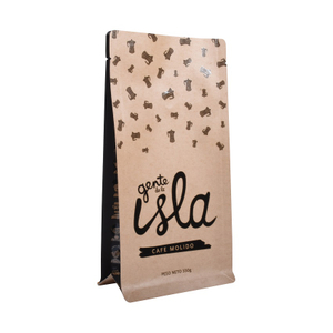 Certified Home Compostable Flat Bottom Kraft Brown Paper Coffee Bags with Valve Wholesale