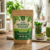 Embalagem personalizada de p&oacute; de moringa reciclada