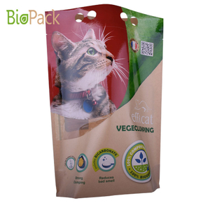 Custom Print Stand Up Cat Litter Packing Bag in Kraft Paper Compostable material