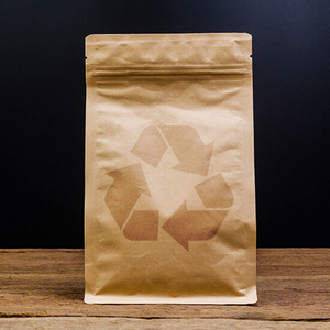 Billige laminert blokkbunn resirkulerbare kaffeposer av brunt papir med ventil