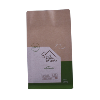 High Quality Compostable Food Grade Custom Natural Kraft Coffee Bag Flat Bottom Pouch With Valve