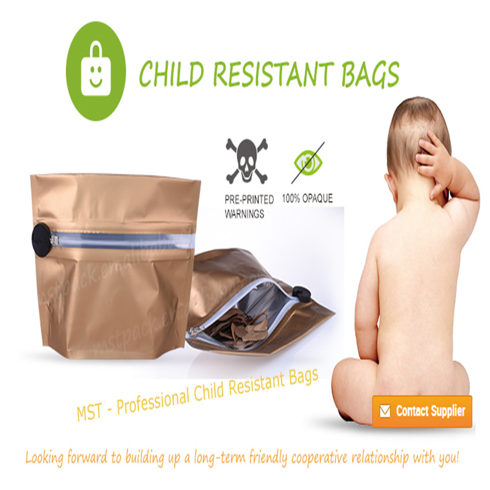 Custom Made Standup Double Zipper Child Resistant Pouches with Excellent Quality