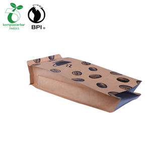 Biodegradable Flat Bottom Empty Coffee Bag with Valve