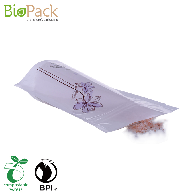 Custom Size Design Biodegradable Food Bags Stand Up Compostable Salt Packaging Bag with Zipper
