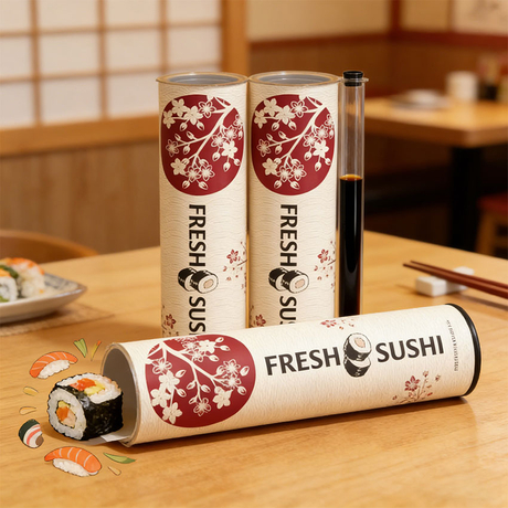 Umweltfreundliche Pushpop-Sushi-Verpackung zum Mitnehmen