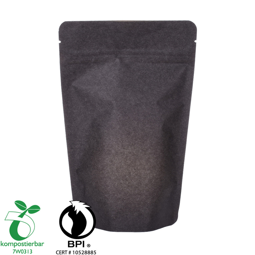 Bolsa de caf&eacute; compostable con cierre herm&eacute;tico con cierre negro al por mayor de China