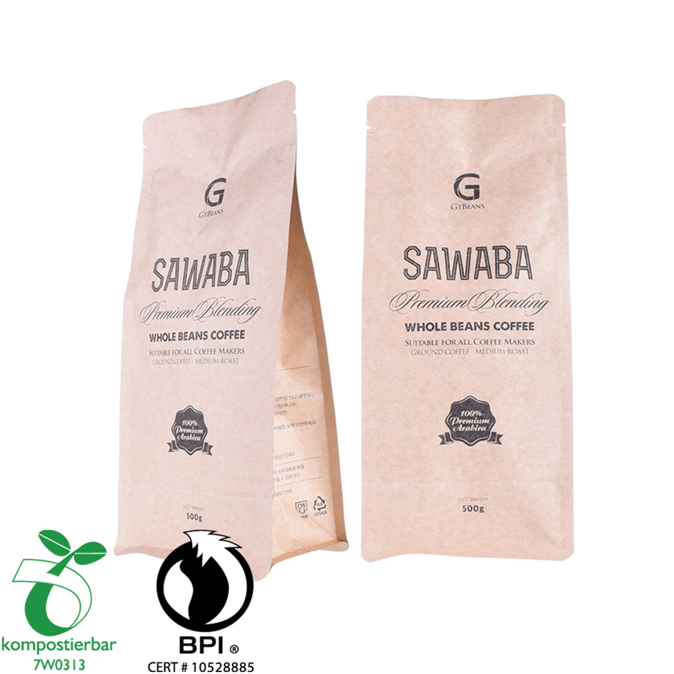 Эко-пакет для упаковки кофе из крафт-бумаги с плоским дном и термосвариванием из фольги в Китае